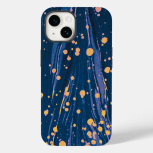 ABSTRAKTES BLAU-MARKIERTES PAPIER MIT GOLDSPLASHEN Case-Mate iPhone 14 HÜLLE