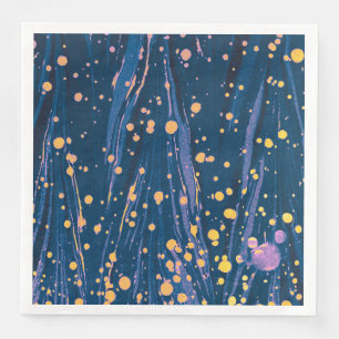 ABSTRAKTES BLAU-MARKIERTES PAPIER MIT GOLDSPLASHEN SERVIETTE