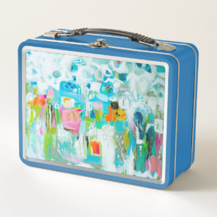 Abstraktes Blau Metall Lunch Box