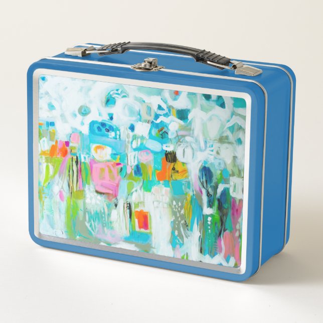 Abstraktes Blau Metall Lunch Box (Vorderseite)