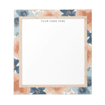 Abstraktes Blau, Pfirsich, Oranges Blumendesign
