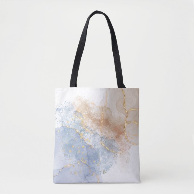 Abstraktes Blau, Taupe und Gold (Vorderseite)