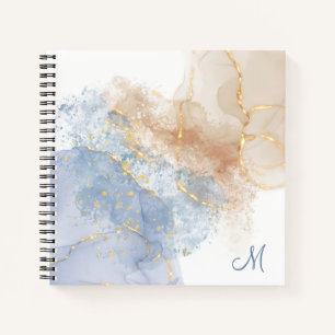 Abstraktes Blau, Taupe und Gold Notizbuch