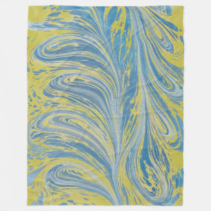 Abstraktes Blau und Gold Fleecedecke