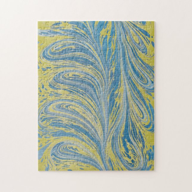 Abstraktes Blau und Gold Puzzle (Vertikal)