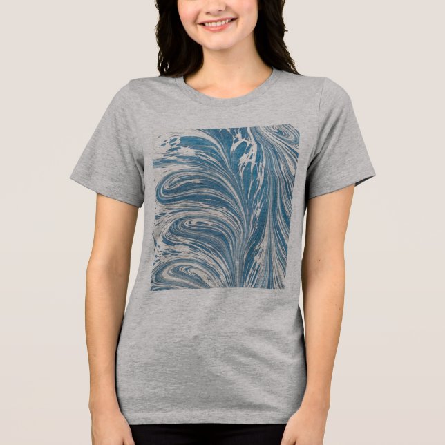 Abstraktes Blau und Gold Tri-Blend Shirt (Vorderseite)