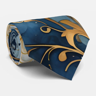 Abstraktes Blau und Golden Krawatte