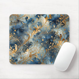 Abstraktes Blau und Golden Mousepad