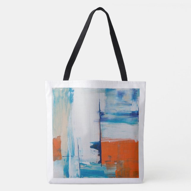 Abstraktes Blau und Orange Moderne Kunst (Vorderseite)