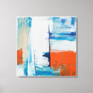 Abstraktes Blau und Orange Moderne Kunst Leinwanddruck