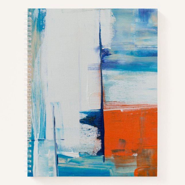 Abstraktes Blau und Orange Moderne Kunst Notizbuch (Vorderseite)