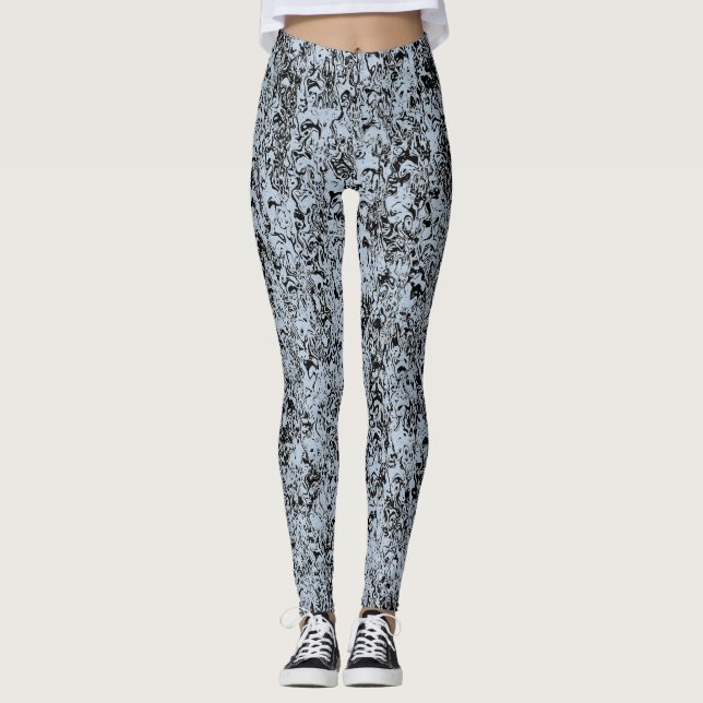 Abstraktes Blau- und Schwarz-Muster Leggings (Vorderseite)