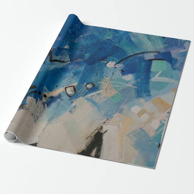 Abstraktes Blau-Weiß-Bild Geschenkpapier (Ungerollt)