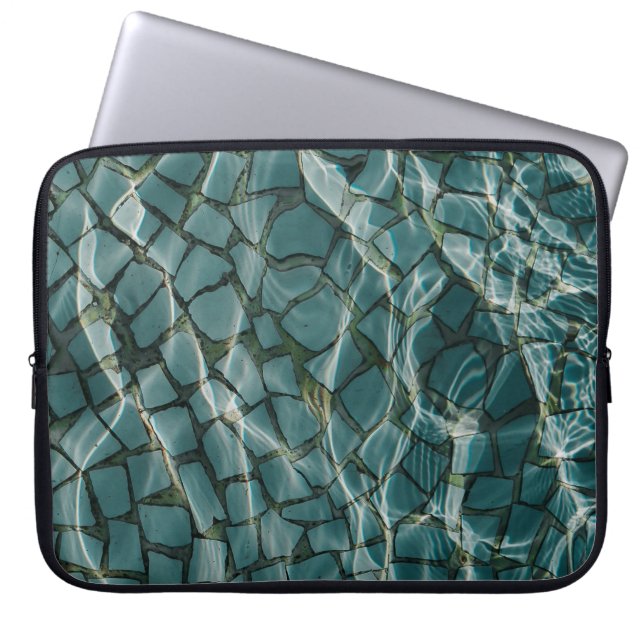 Abstraktes Blau-Weiß-Bild Laptopschutzhülle (Vorderseite)