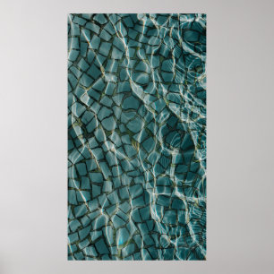 Abstraktes Blau-Weiß-Bild Poster