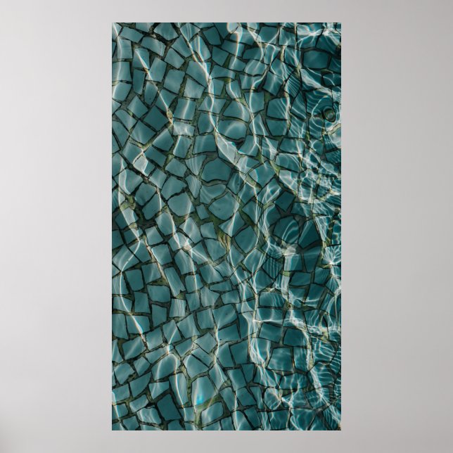 Abstraktes Blau-Weiß-Bild Poster (Vorne)