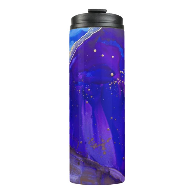 Abstraktes Blau-Weiß-Bild Thermosbecher (Vorderseite)