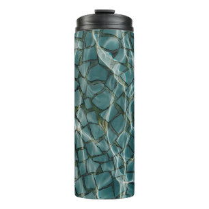 Abstraktes Blau-Weiß-Bild Thermosbecher