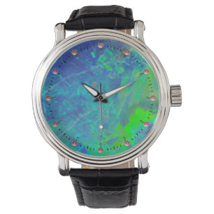 ABSTRAKTES BLAUE GREEN OPAL FOTO ARMBANDUHR