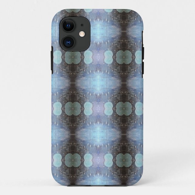 Abstraktes blauer Mixed Media Style Nahtloses Must Case-Mate iPhone Hülle (Rückseite)