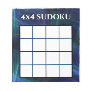 Abstraktes Blaues 4x4 Sudoku-Template Notizblock