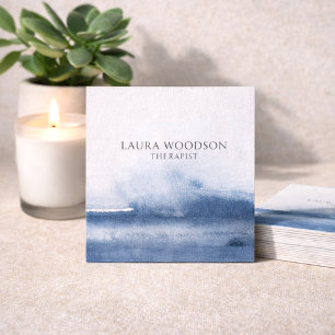 Abstraktes blaues Aquarell-Therapeut-Geschäfts Kar Quadratische Visitenkarte