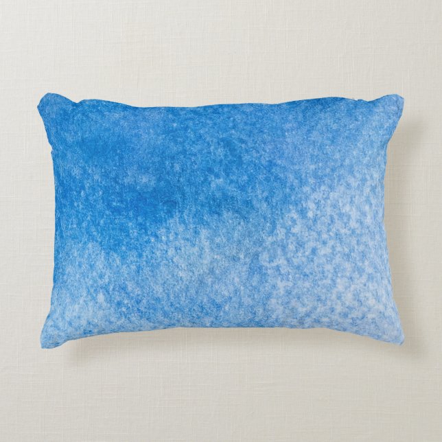 Abstraktes blaues Aquarellbild. Handgefertigt Dekokissen (Vorderseite)