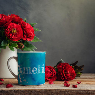 Abstraktes blaues Aquarellmuster Kaffeetasse