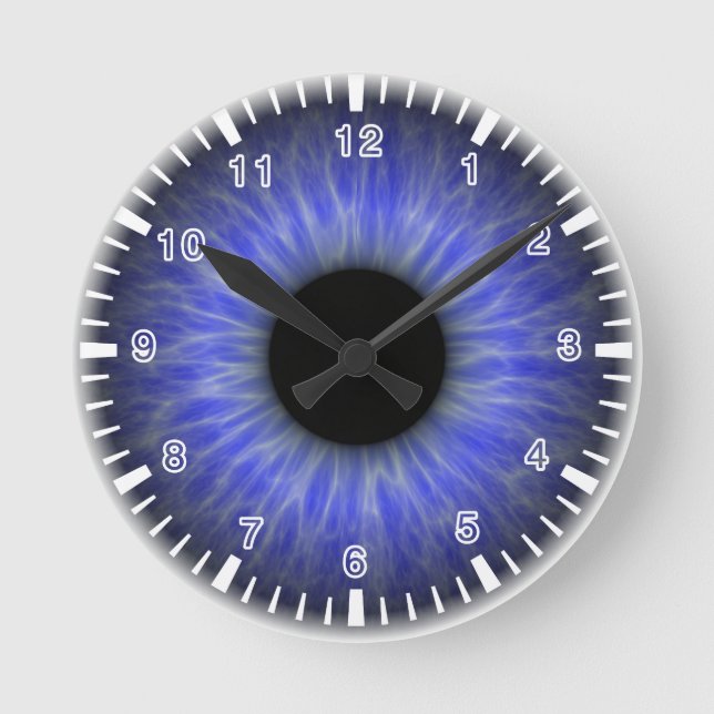 abstraktes blaues Auge Runde Wanduhr (Vorderseite)