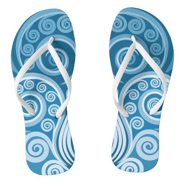 Abstraktes Blaues Blätter ohne Fronds Flip Flops (Fußbett)