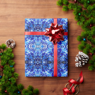 Abstraktes blaues Blumenmuster Geschenkpapier