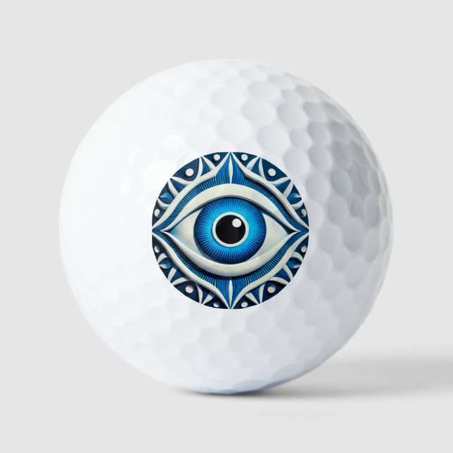 Abstraktes blaues böse-Augen-Symbol Golfball (Vorderseite)