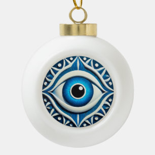 Abstraktes blaues böse-Augen-Symbol Keramik Kugel-Ornament