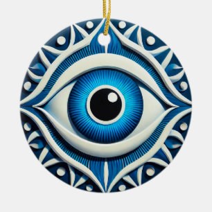 Abstraktes blaues böse-Augen-Symbol Keramik Ornament