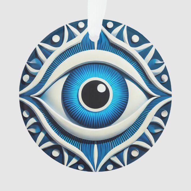 Abstraktes Blaues Böse Ornament (Vorderseite)