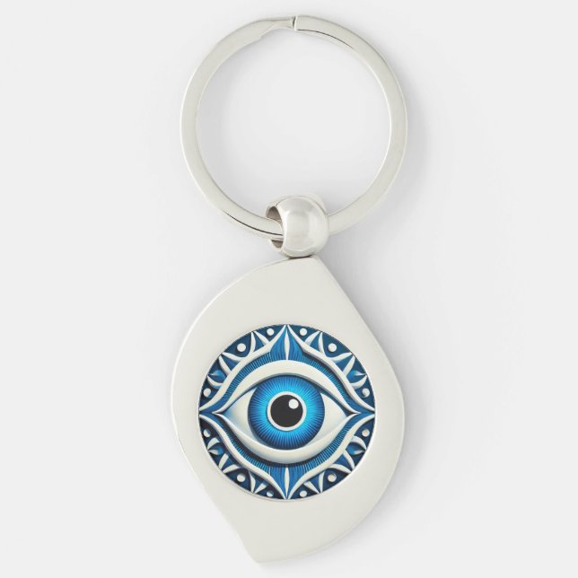 Abstraktes Blaues Böse Schlüsselanhänger (Vorderseite)