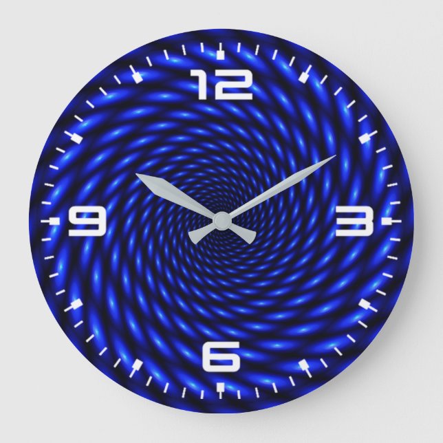 Abstraktes blaues Circle Design Große Wanduhr (Vorderseite)