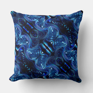 Abstraktes blaues Design aus Zickzack Kissen