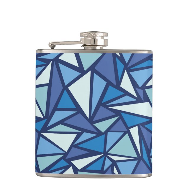 Abstraktes blaues Eis Crsytal Muster Flachmann (Vorderseite)