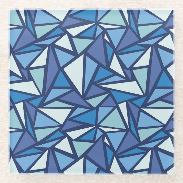 Abstraktes blaues Eis Crsytal Muster Glasuntersetzer (Vorderseite)