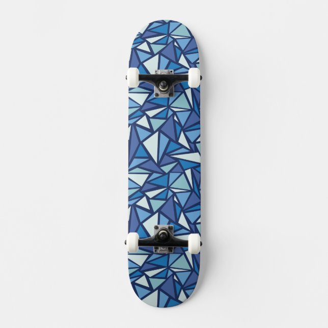Abstraktes blaues Eis Crsytal Muster Skateboard (Vorderseite)