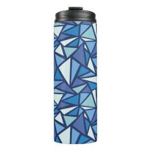 Abstraktes blaues Eis Crsytal Muster Thermosbecher