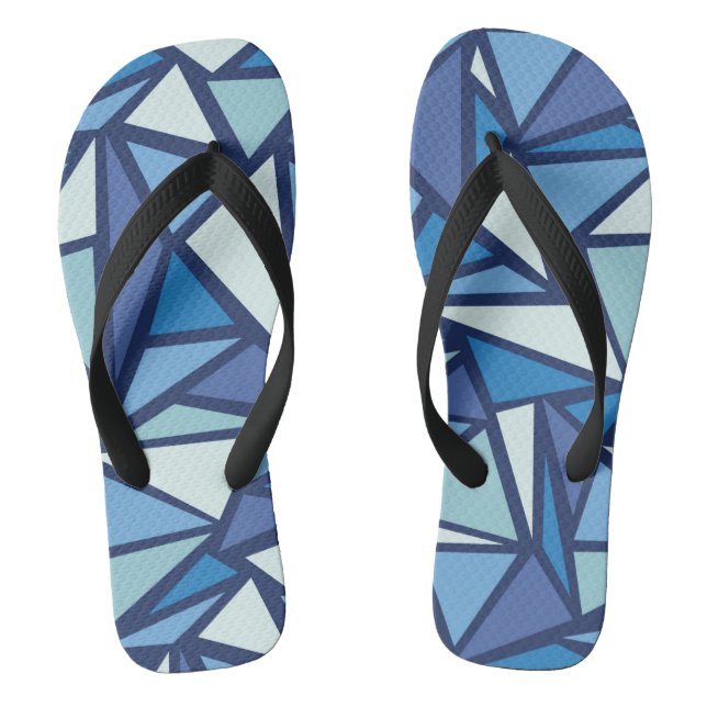 Abstraktes Blaues Eiskristall Flip Flops (Fußbett)