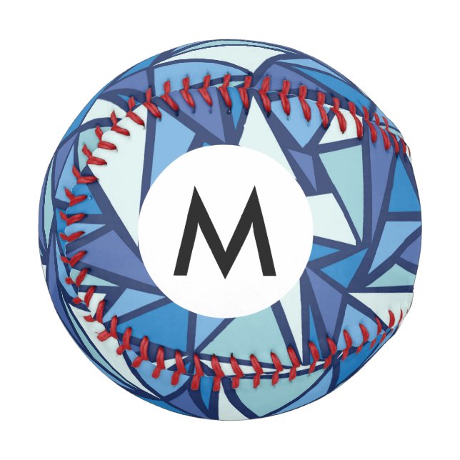Abstraktes blaues Eiskristall-Muster Baseball (Vorderseite Links)