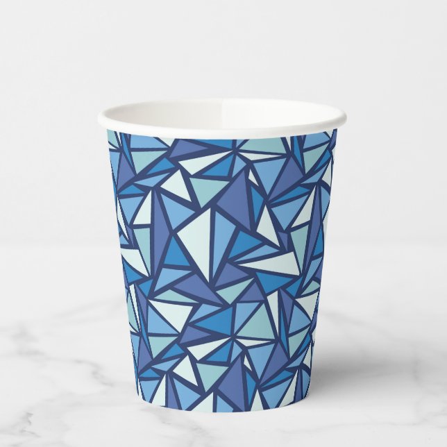 Abstraktes blaues Eiskristall-Muster Pappbecher (Links)
