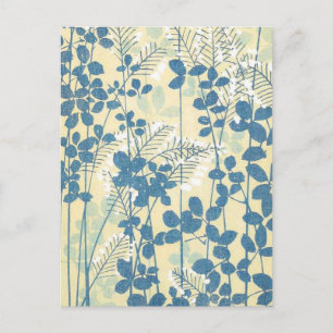 Abstraktes blaues florales japanisches Design Post Postkarte