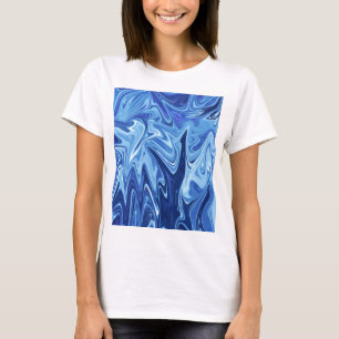 Abstraktes Blaues Flüssig-Muster T-Shirt