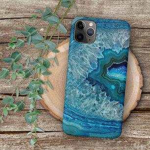 Abstraktes blaues Geode-Achat-Kristallstein-Kunst- iPhone 16 Pro Max Hülle