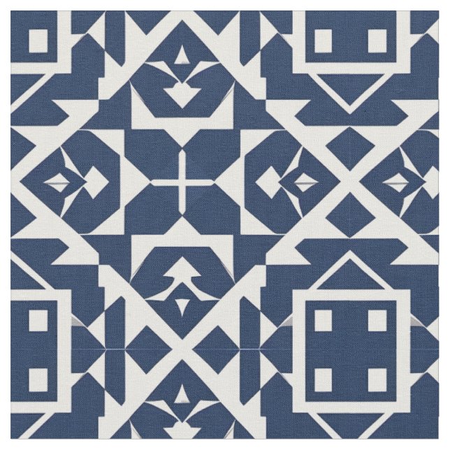 Abstraktes blaues geometrisches Design Stoff (Nahaufnahme)