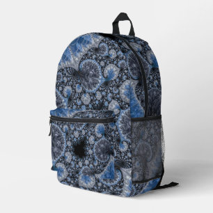 Abstraktes blaues graues Fraktal Bedruckter Rucksack